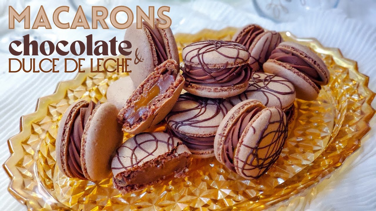 C&oacute;mo hacer MACARONS de CHOCOLATE rellenos de GANACHE de DULCE DE LECHE |Macaron franc&eacute;s receta f&aacute;cil