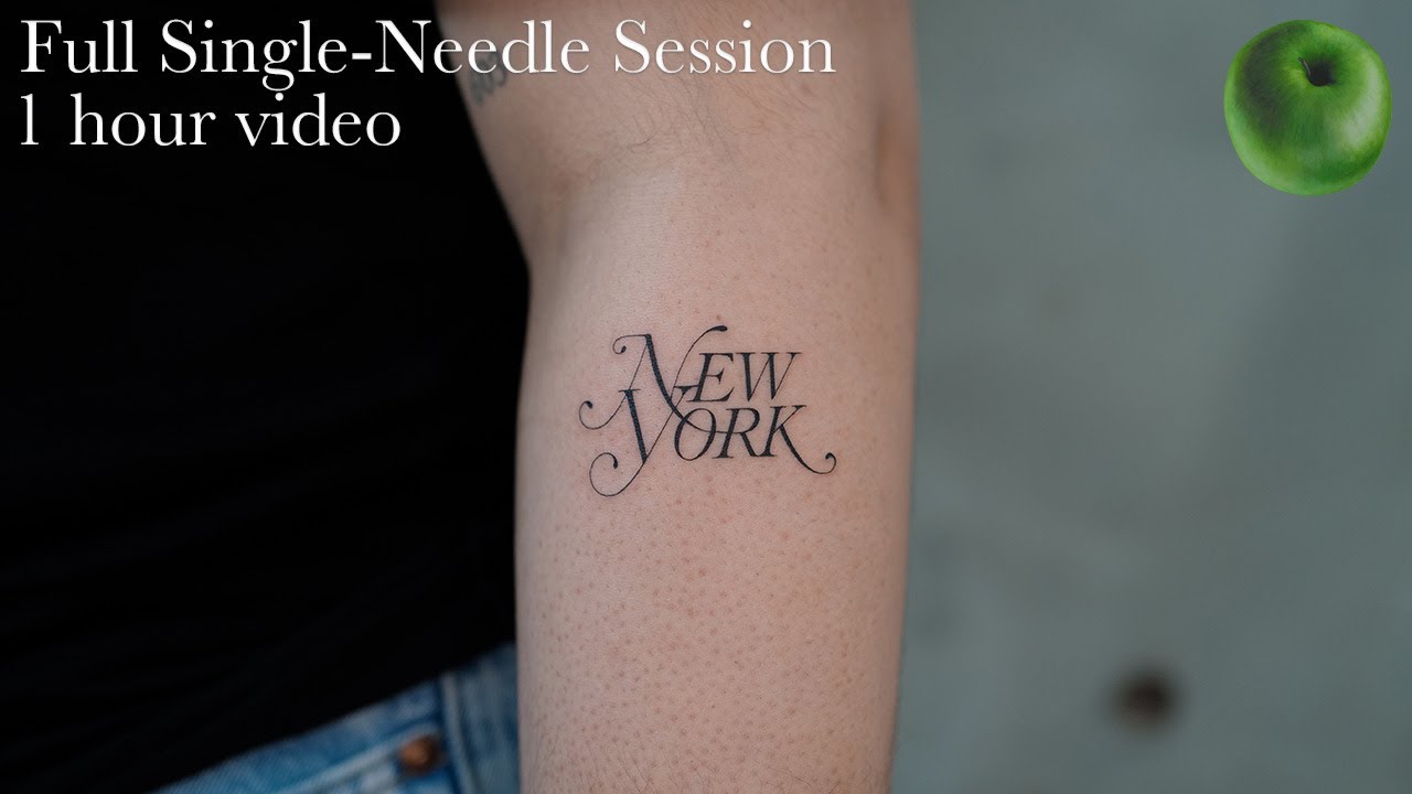 New York Lettering, Full Single-Needle Tattoo Session