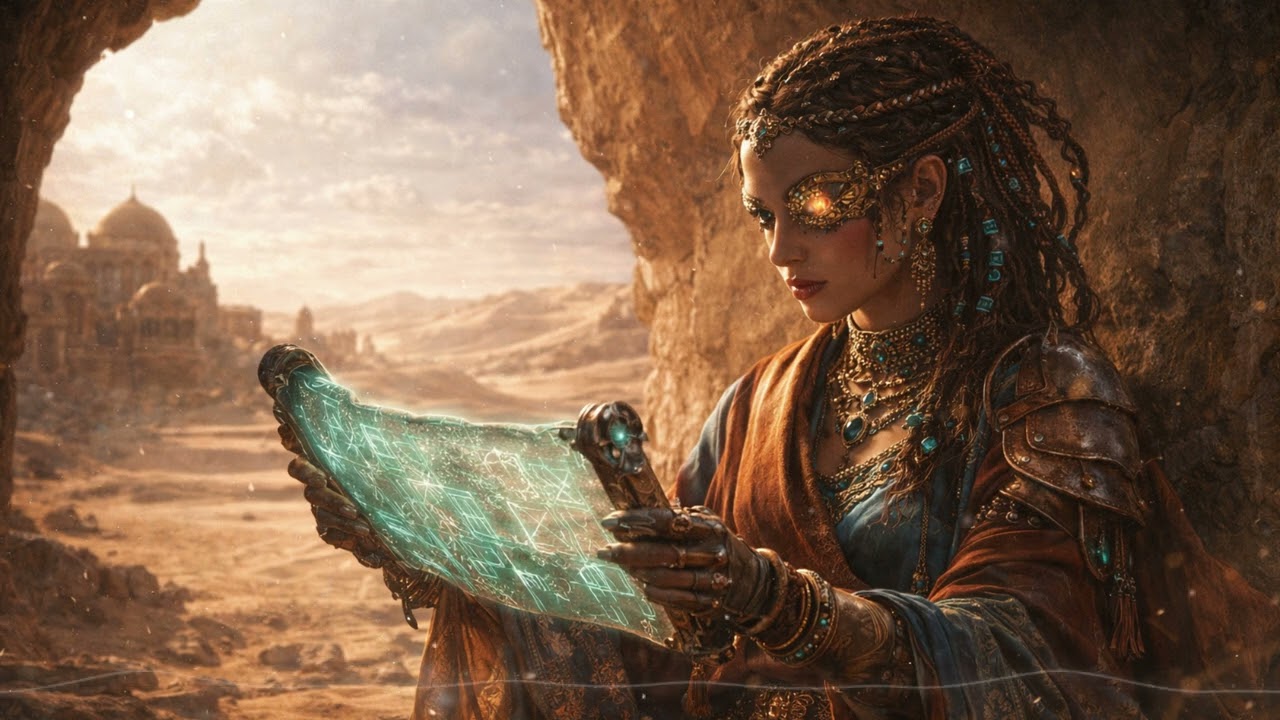 Desert Hacker Queen • Futuristic Arabic Groove with Glowing Map