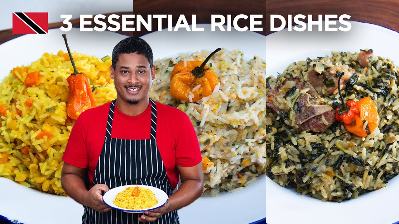 3 Rice Dishes: Ochro, Bhagi & Split Peas Recipes by Chef Shaun 🇹🇹 Foodie Nation