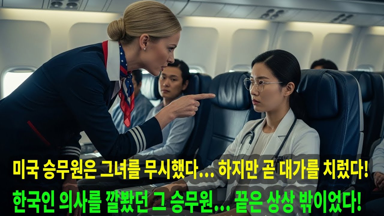 미국 승무원이 한국인 여성 의사를 무시했다… 그러나 1만 미터 상공에서 벌어진 사건 후 모두가 충격에 빠졌다!