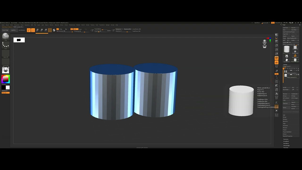 Applying different materials to different subtools - zbrush