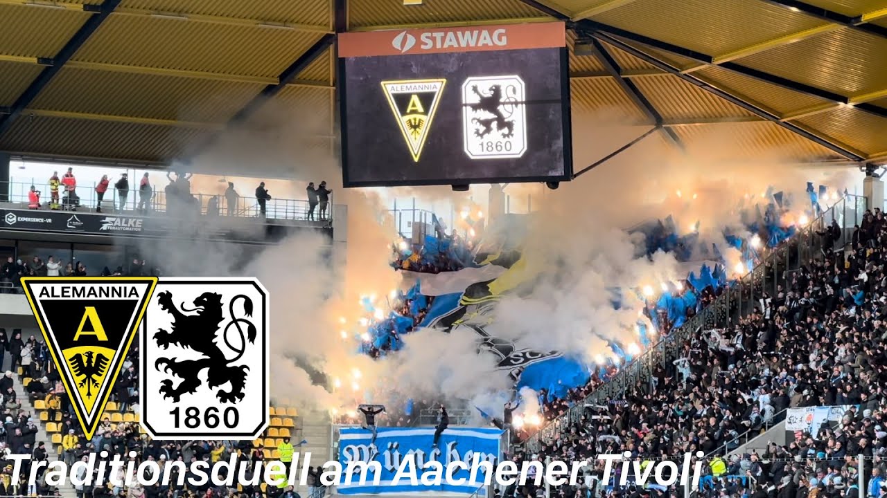 Alemannia Aachen - TSV 1860 München | Pyroshows & über 3.000 Gästefans bei Rekordkulisse am Tivoli