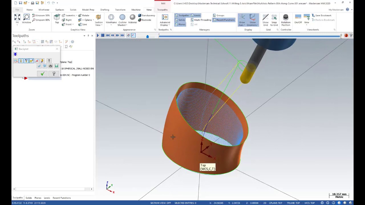 MultiAxis Pattern Along Curve 5 Axis Toolpath
