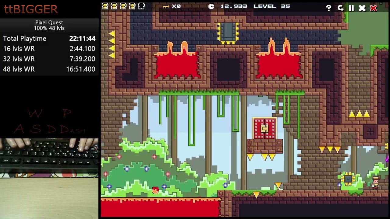 Pixel Quest Speedrun - 48 lvls 100% in 16:31.000