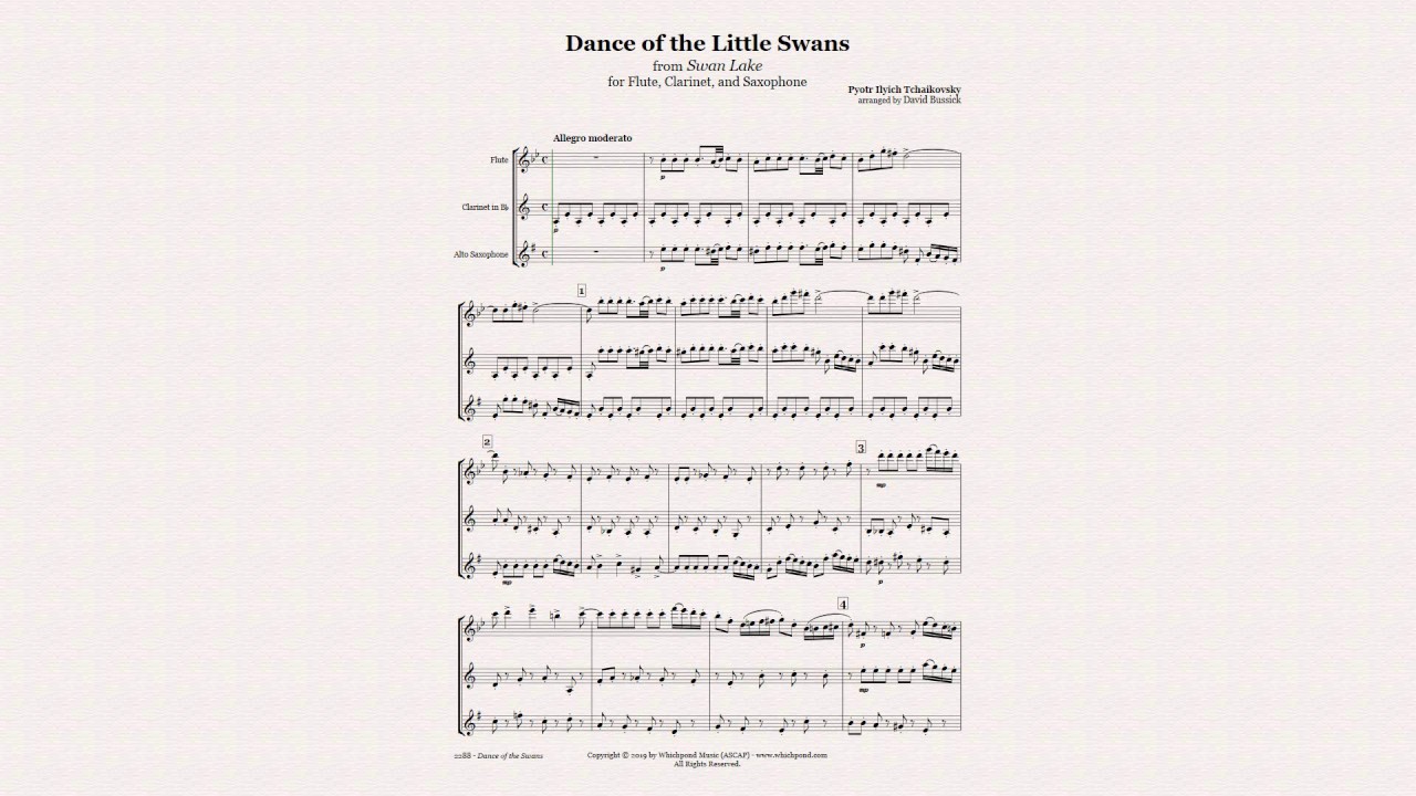 Swan Lake Dance of the Swans Flute/Clarinet/Sax Trio