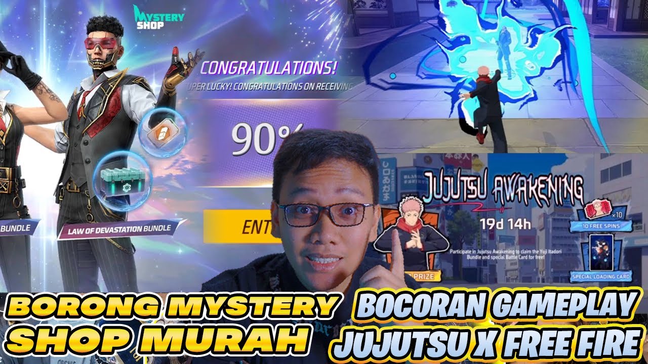 TRIK SPIN 90% MYSTERY SHOP TERBARU! REVIEW EVENT JUJUTSU KAISEN X FREE FIRE!