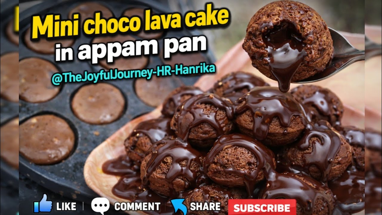Eggless Mini Choco Lava Cake in Appam Pan | No Oven Recipe||#cake #dessert #chocolatecake #food #yt 