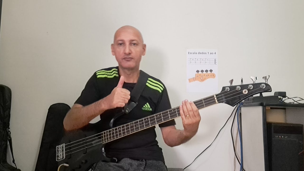 Tocando contrabaixo do zero aula 49, exercício com ritmo de bateria usando 2 Shapes com a tônica A