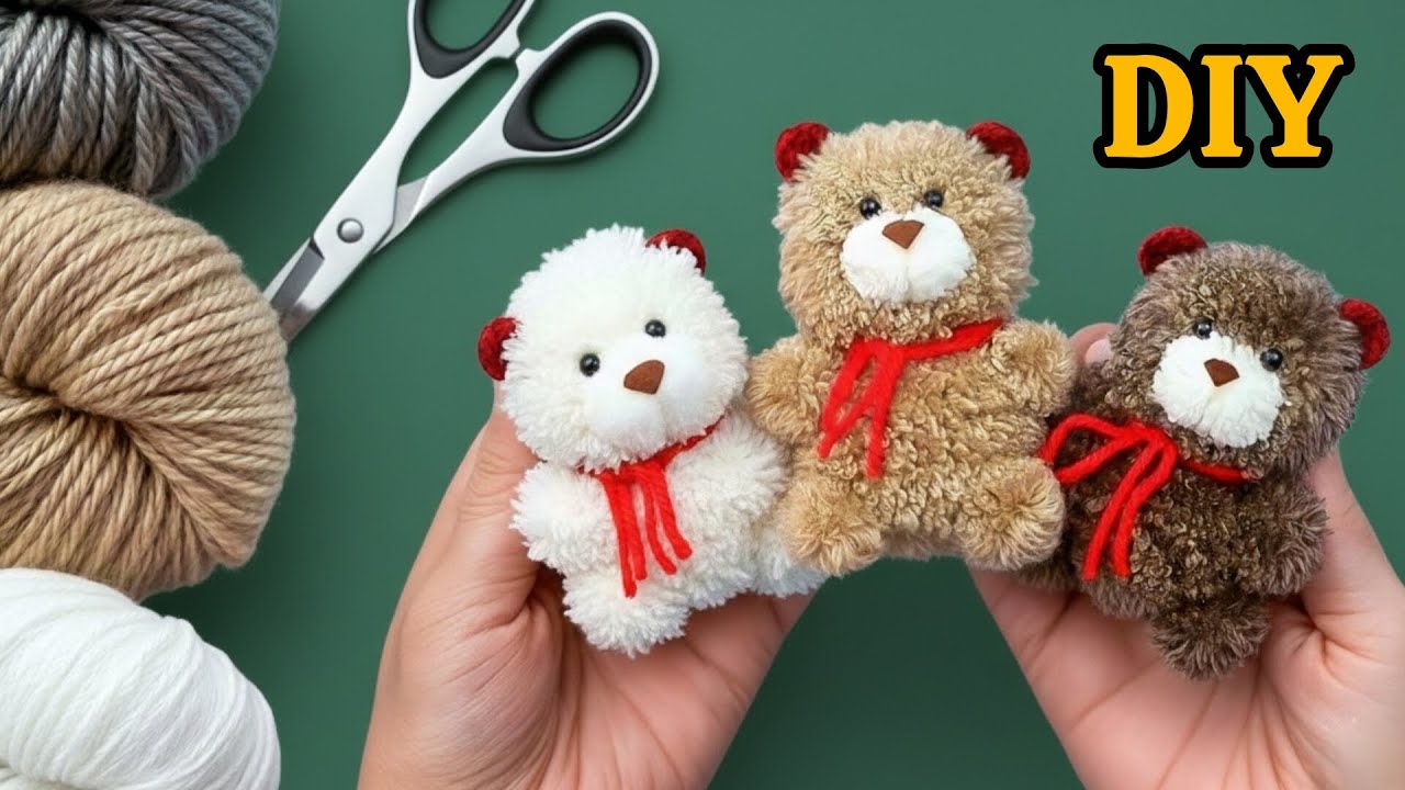 🐻How to Make a Pom Pom Teddy Bear: Easier Valentine's Gift🐻