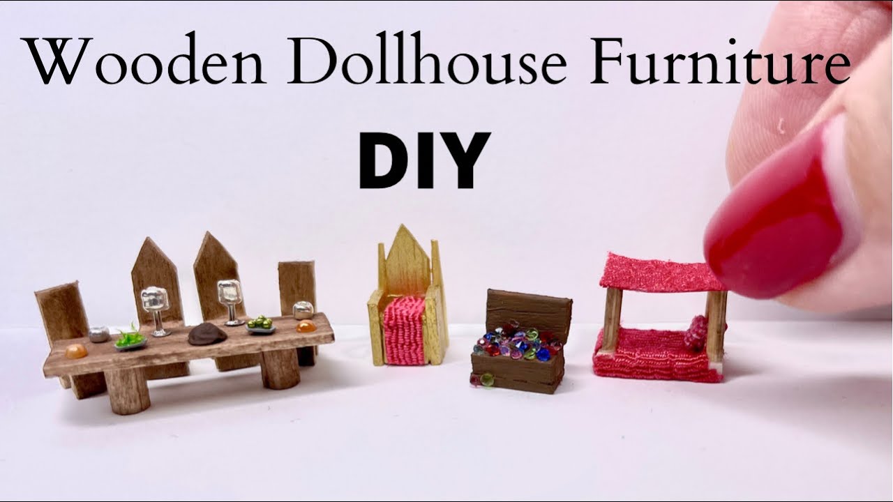 DIY Dollhouse Wooden Furniture for 1:144 Scale Castle Miniatures - Decorations
