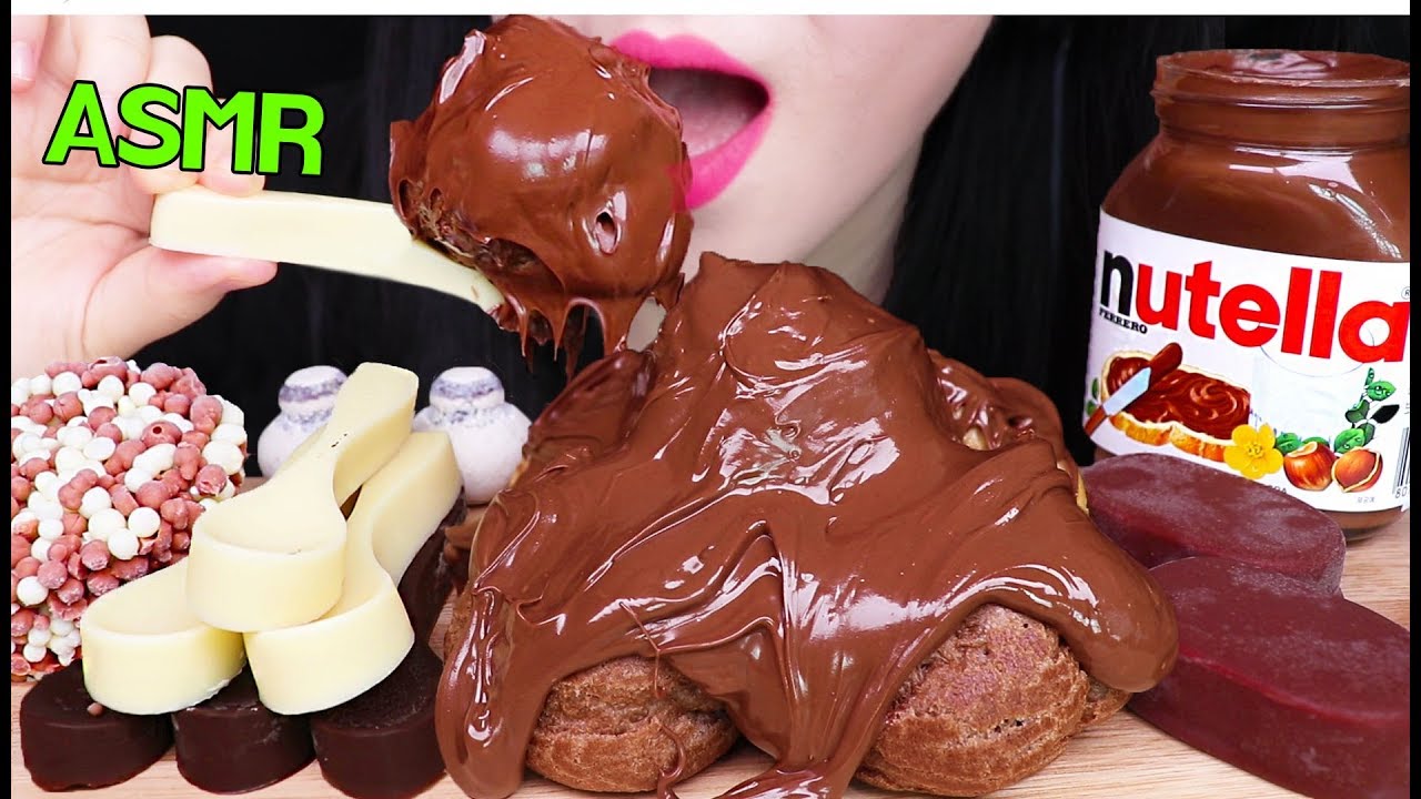 ASMR NUTELLA PROFITEROLE, CHOCOLATE ICE CREAM, SPOON 누텔라 프로피테롤, 아이스크림, 초콜릿 숟가락 먹방 EATING SOUNDS
