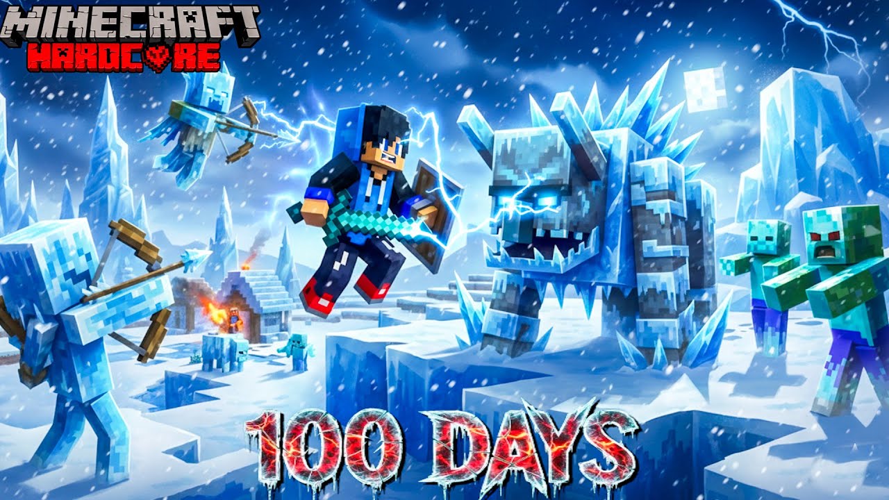 Survived 100 Days in FROZEN World in Minecraft Hardcore (Hindi)