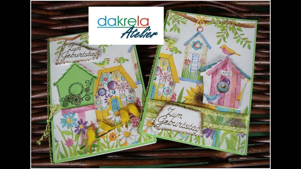 Geburtstagskarte basteln TISSUE & Stanzschablone / cardmaking [deutsch]