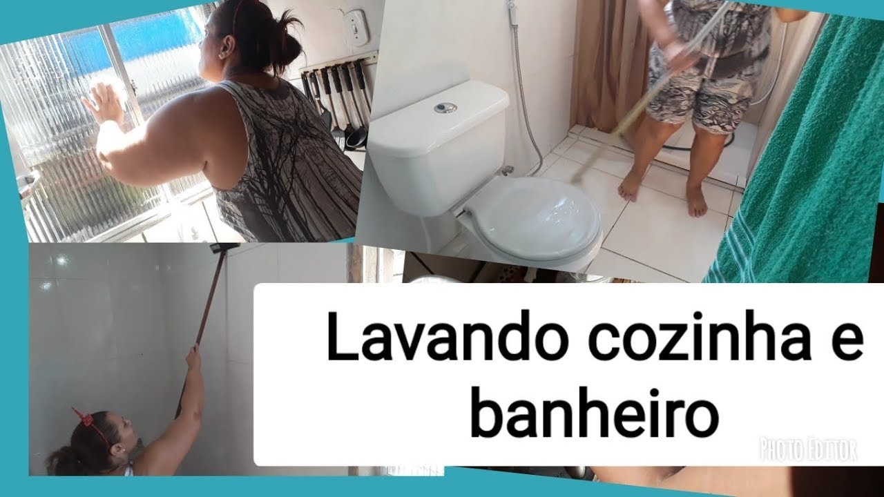 Lavando banheiro e cozinha