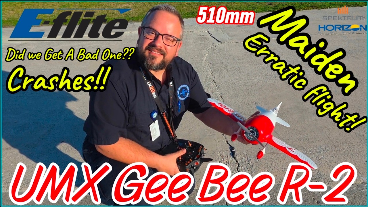UMX Gee Bee R-2 510mm BNF Maiden Flight at NOMAC Field AS3X & SAFE Select Erratic Low Throttle?