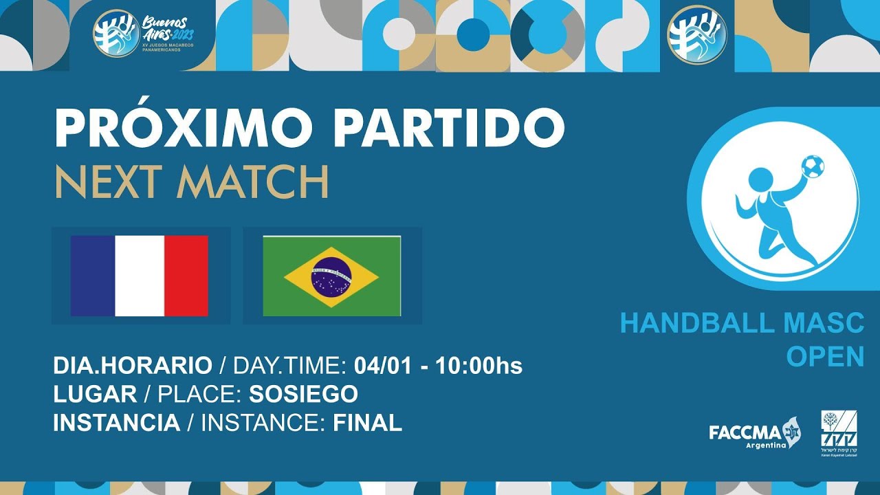 Handball (M) OPEN - Francia vs Brasil / Juegos Macabeos Panamericanos Buenos Aires 2023