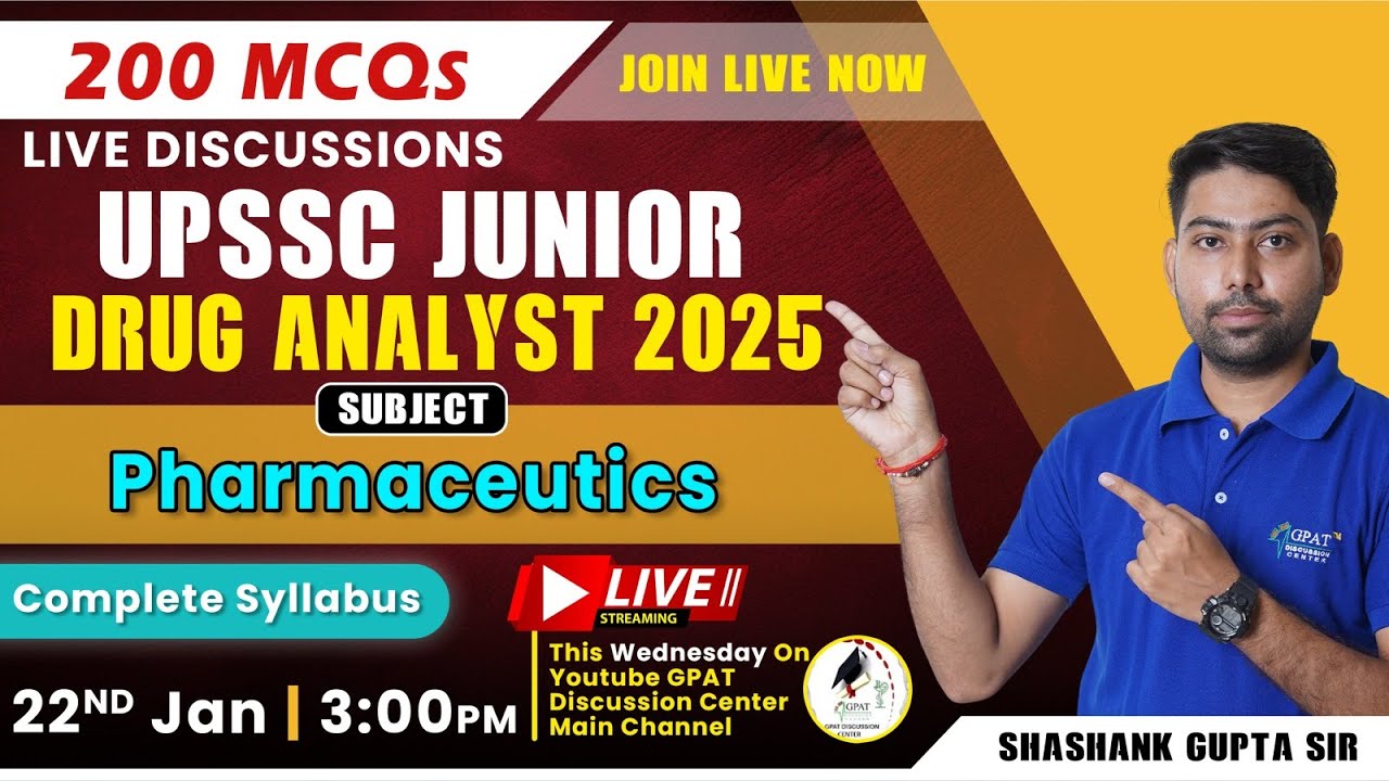 200 MCQ's UPSSSC DRUG ANALYST MCQ | PHARMACEUTICS || COMPLETE SYLLABUS #gdcclass #pharmaceutics