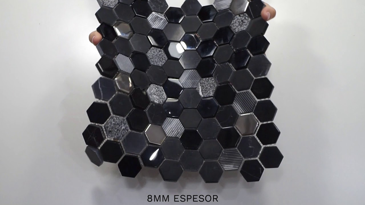 TR0034 MOSAICO DECOR HEXAGONAL NEGRO