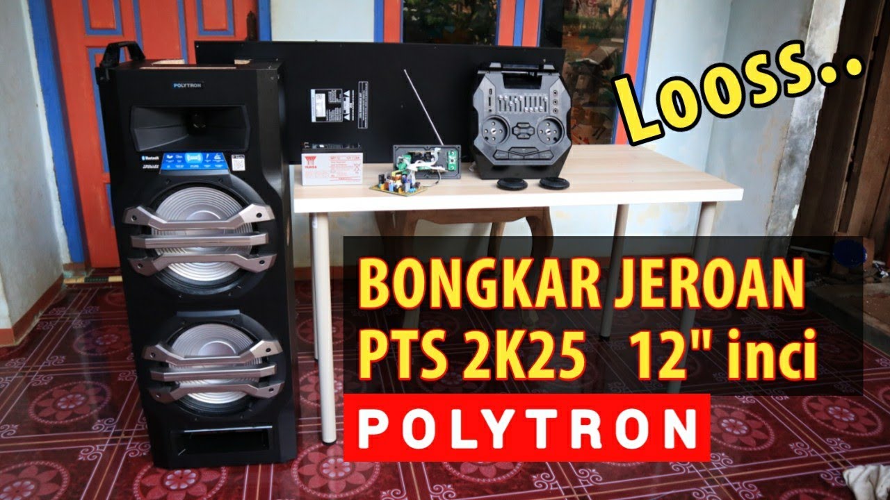 BONGKAR Polytron PTS 2K25 12 inch Terbaru Trolley Speakers Wireless Mic Recharge Battery Accu Energy