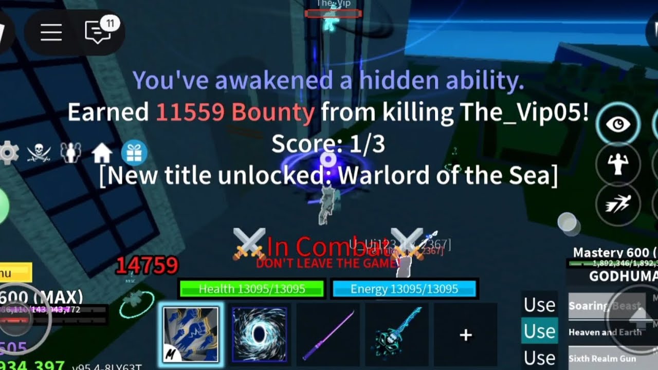 Reaching 10mil bounty🔥 ( Mobile Player) | PORTAL + GRAVITY BLADE| Bounty hunt /Blox Fruits /RMADY||