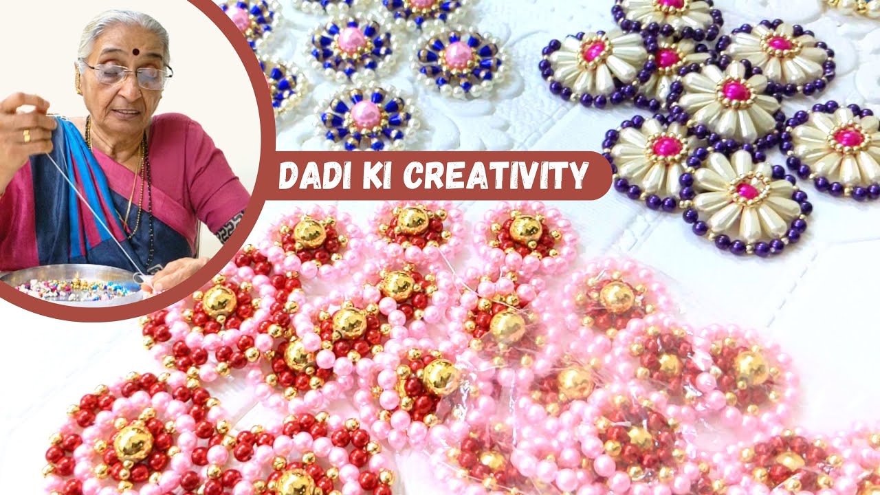 75 years के हमारे सुपर creative दादी | How to make pendal using pearls | मोटी के पेंडल| Artifacts