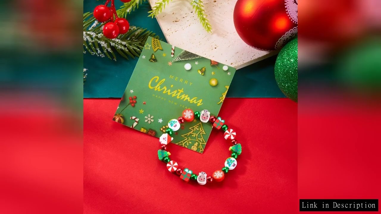 Christmas Bracelet Soft Clay Santa Claus Reindeer Tree Snowflake Gift Box Candy Snowman Beaded Bangl