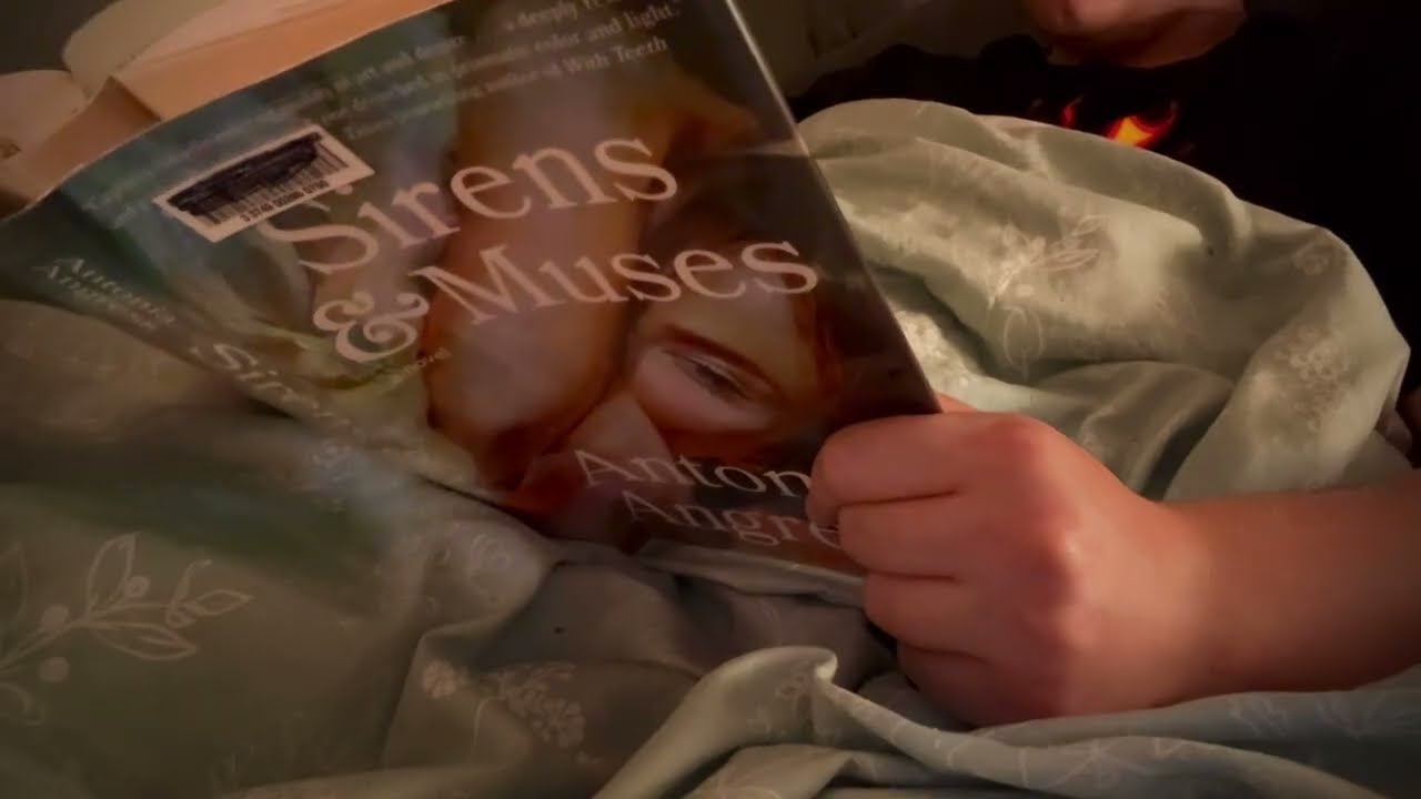 Reading A Book lofi ASMR (book tapping, page turning, fire crackling, no talking)
