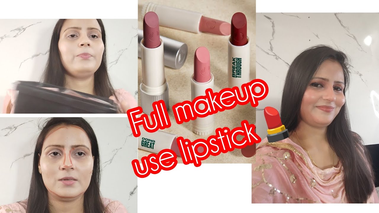 I only wear all types lipstick full makeup tutorial#makeuplook #multicolour lipstick💄