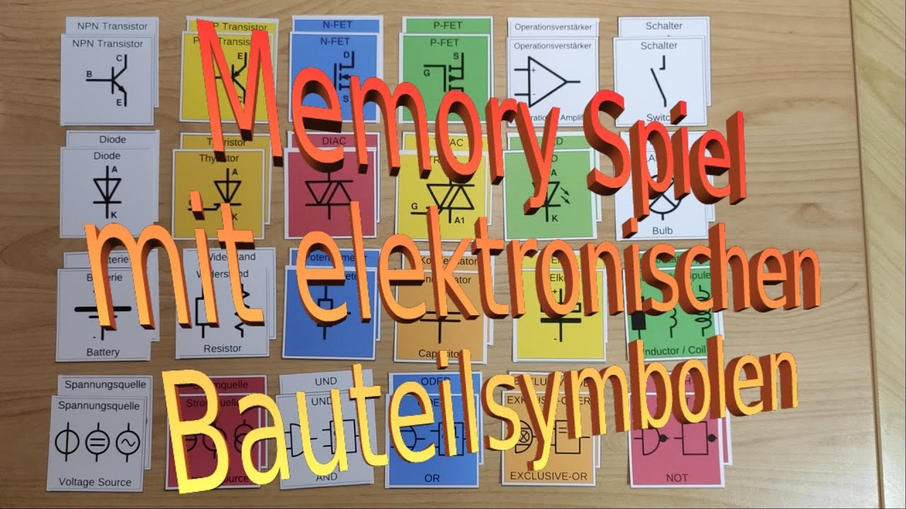 045DE Memory Spiel mit elektonischen Bauteilsymbolen - DIY Geschenk mit Bildern und Symbolen basteln