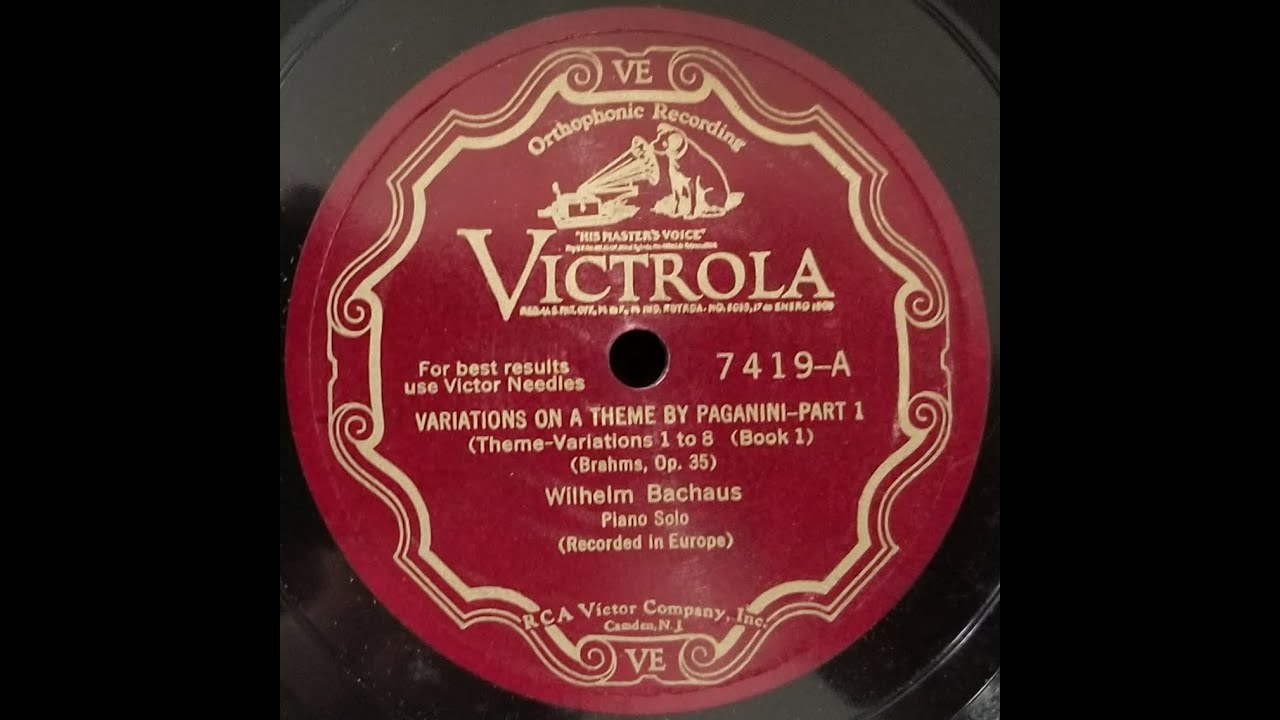Brahms:  Variations on a theme of Paganini, Op.35. Wilhelm Backhaus, piano (1929)
