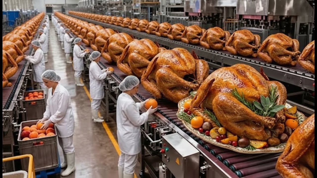 Roast Turkey Factory: How Millions of Roast Turkey Are Made in a Factory (Full Process)