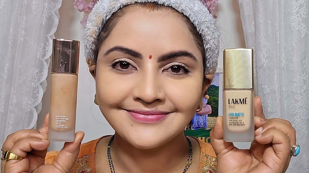 Lakme 9to5 hya matte foundation vs kay beauty full coverage Foundation tutorial | RARA