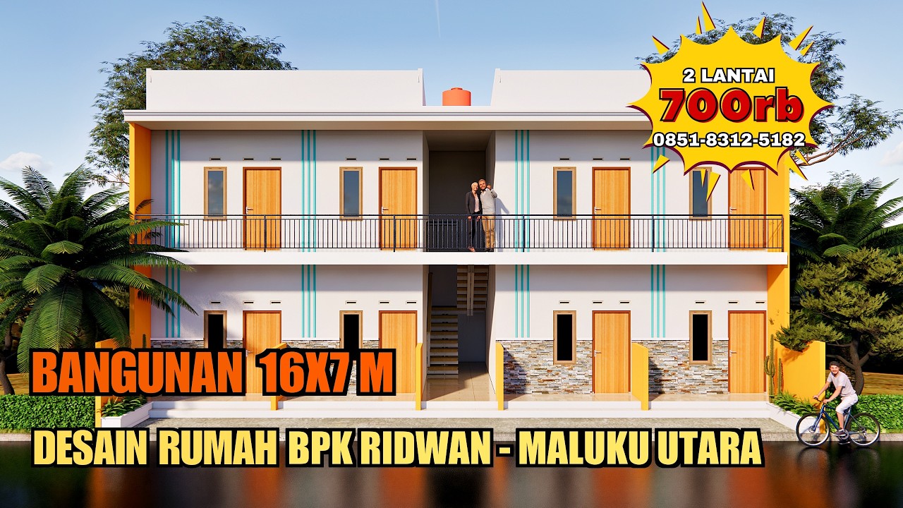 Desain Rumah UK 16X7 M 2 Lantai | Jasa Desain Rumah Bpk Ridwan, Maluku Utara