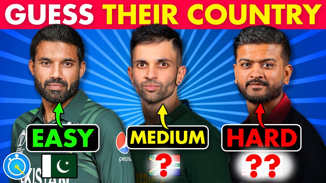 Guess The NATIONAL TEAM of T20 Players - EASY, MEDIUM, HARD | T20 Cricket World Cup 2024 Quiz