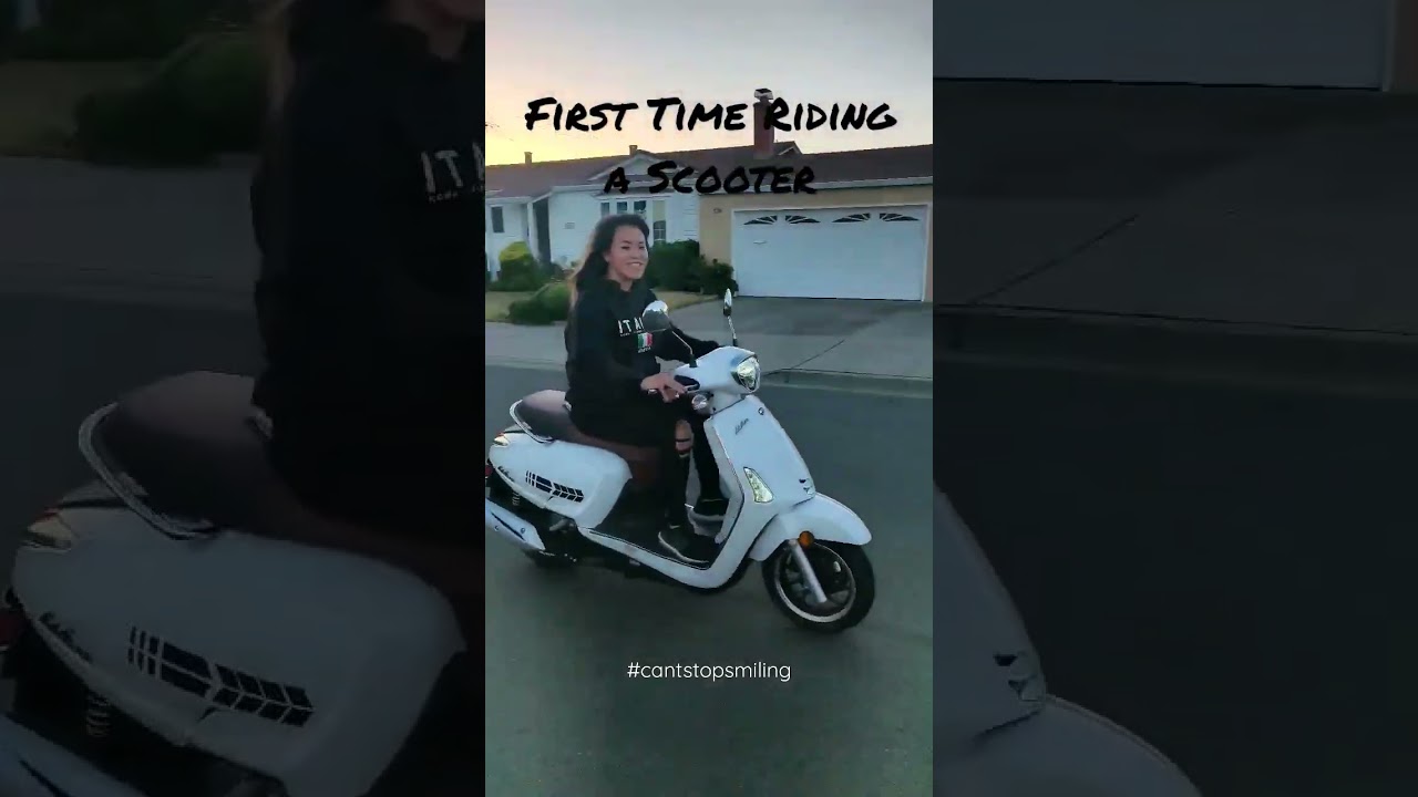 Her FIRST time riding a scooter