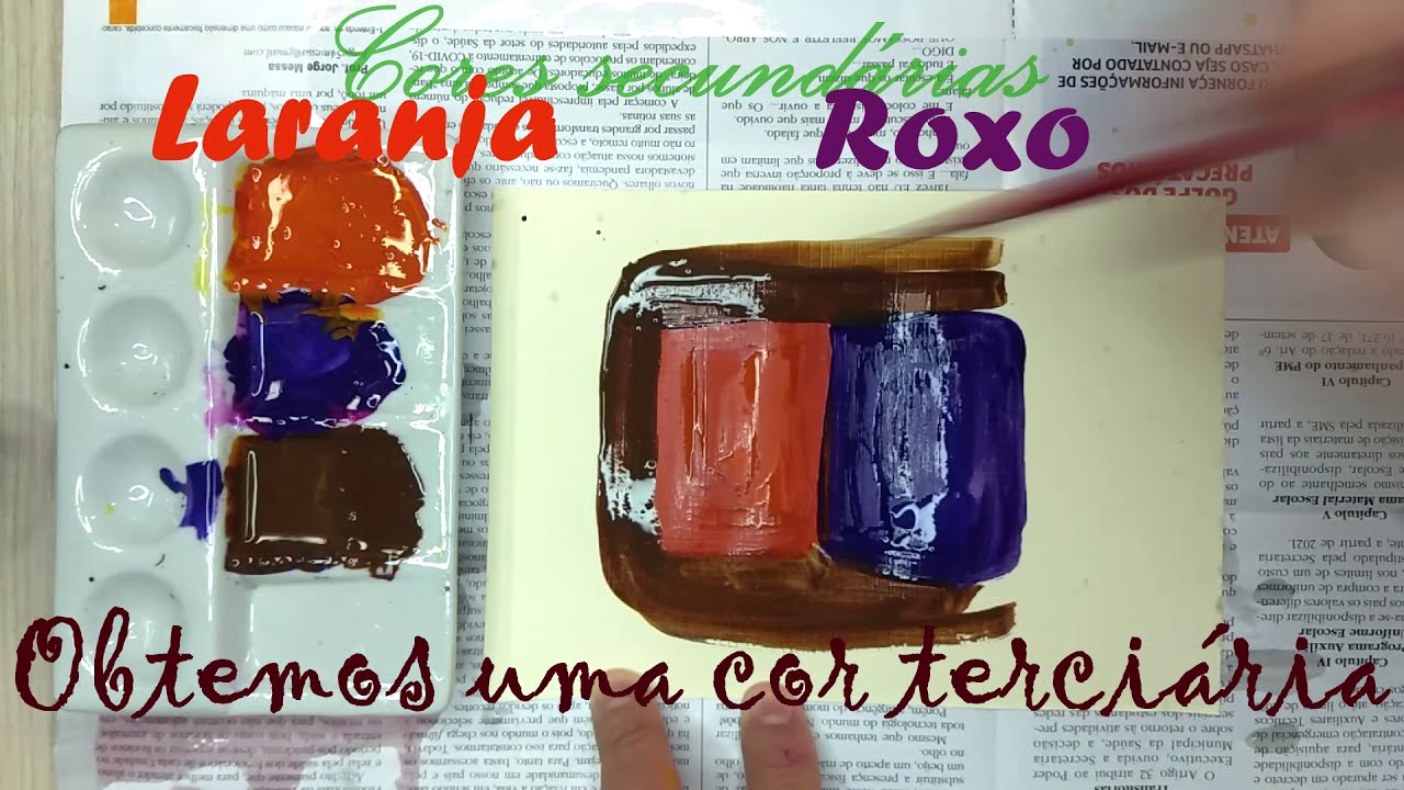Obtendo uma cor terciária com as secundárias laranja e roxo