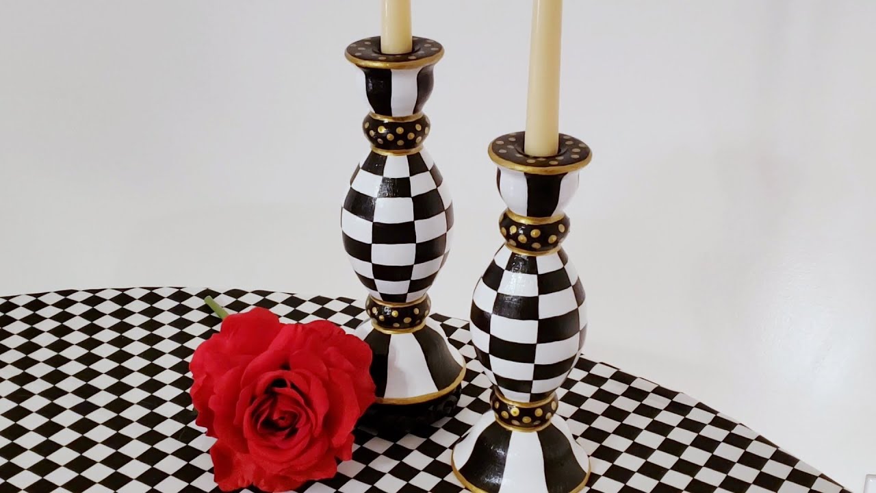 MacKenzie Childs Inspired - DIY - Trash to Treasure - Candlesticks