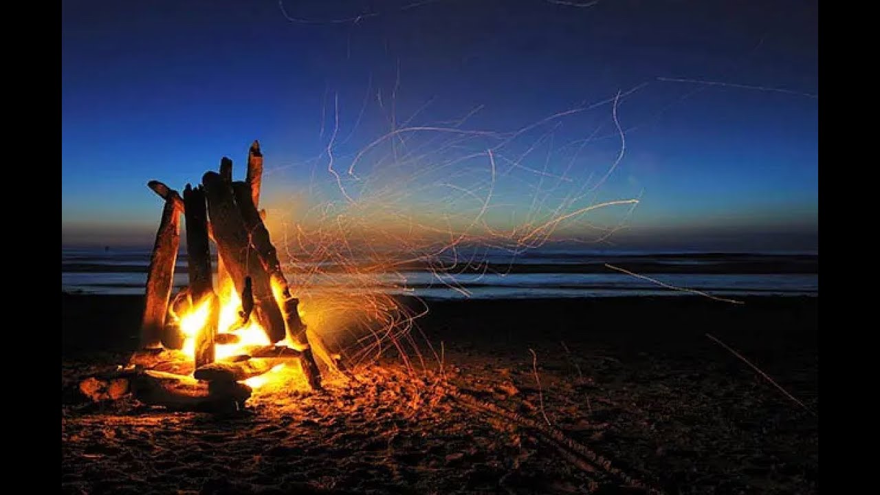 4K Backround Bonfire by the Beach