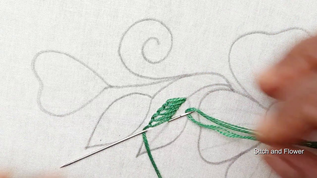 Hand embroidery Fancy Flower design embroidery modern heart petal flower design with easy stitch