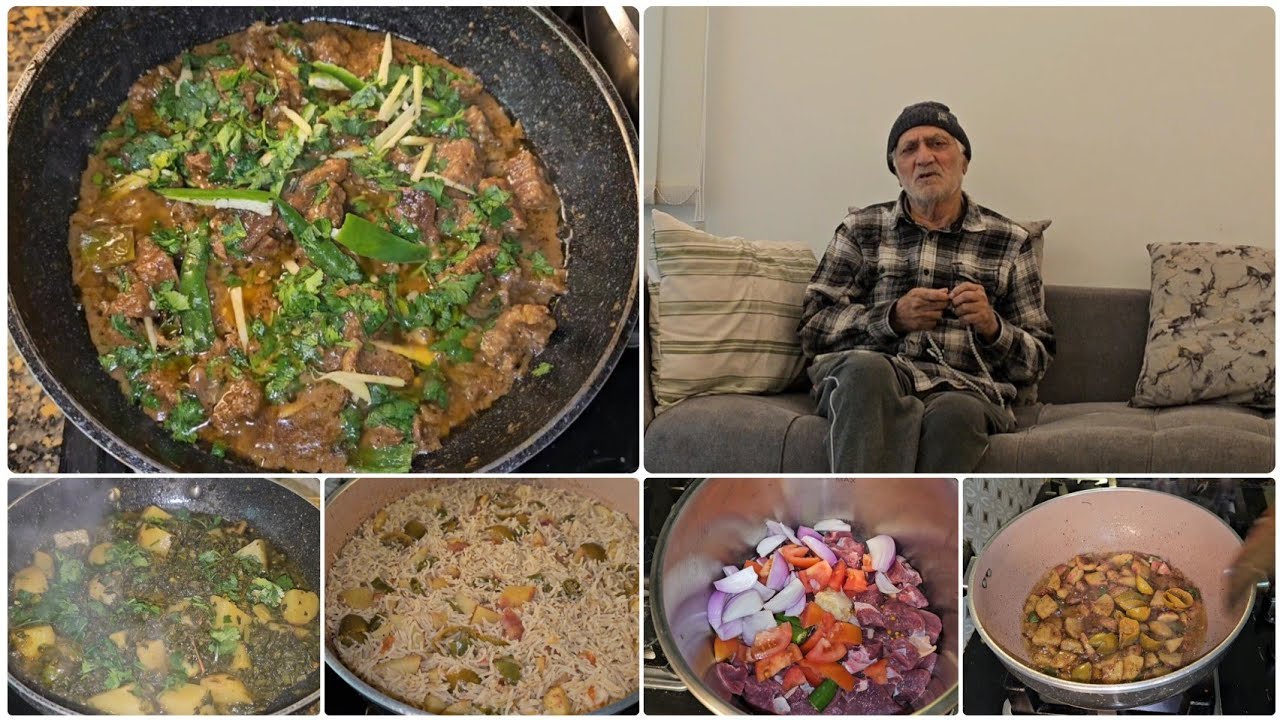 Aloo Achaari pulao! Namkeen Beef karahi Mazydaar! Aloo palak saab ko passand! Abu ji ki dowain!