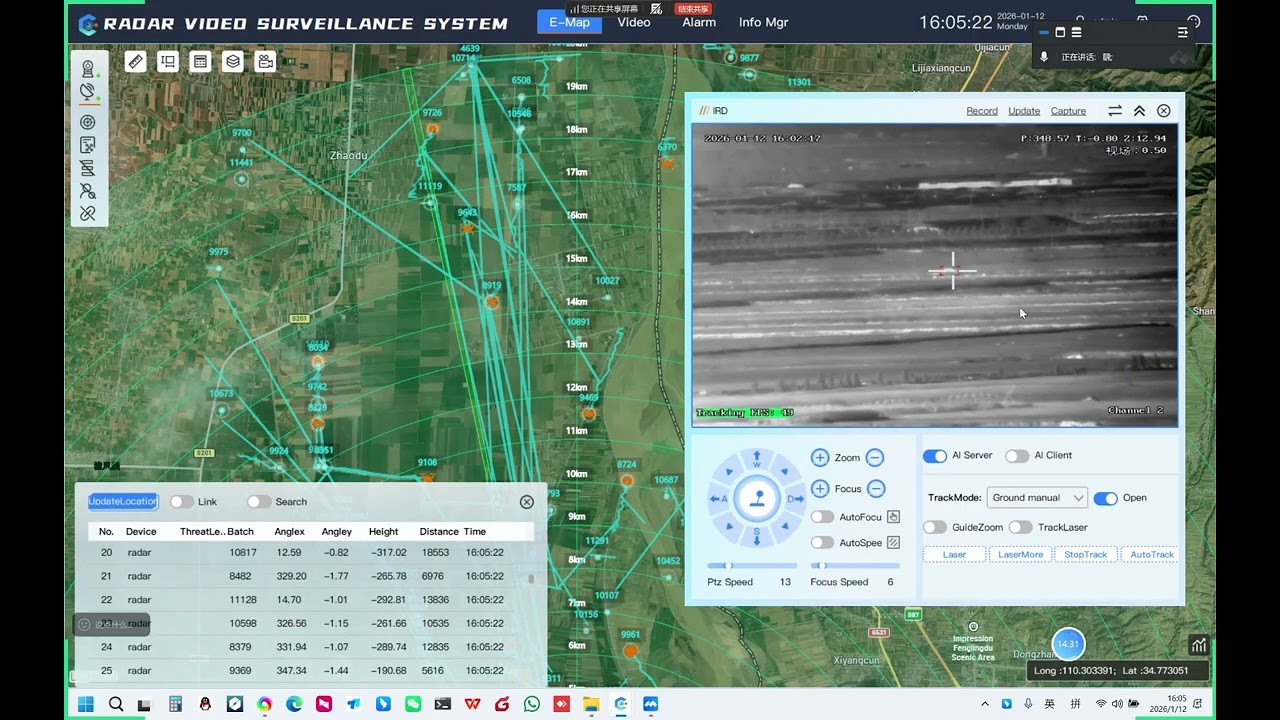 17km Radar Camera Video Linkage Test Vehicle Auto Tracking