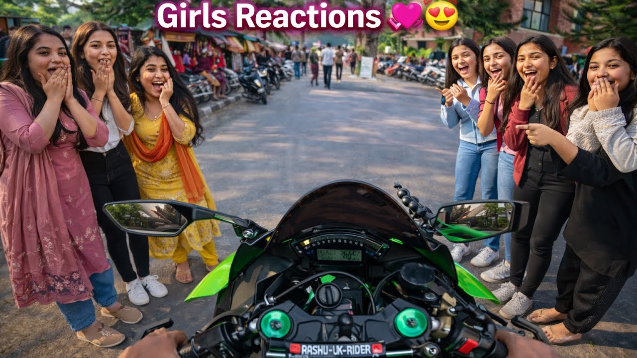 ZX10R Shocking Girls Reactions 😍 Cute Graphic Era College Girls Shocking Reactions 😍 Loud Exhaust 