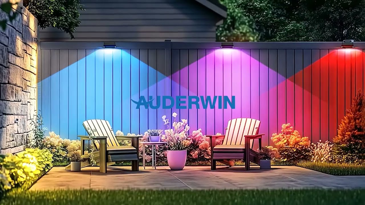 Solar Fence Lights with RGB Modes & House Numbers | Waterproof Outdoor Wall Light