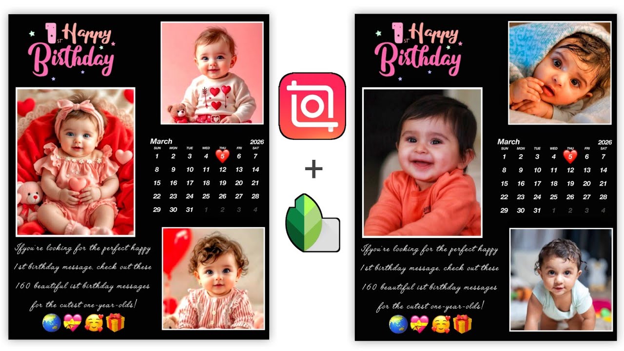 Baby First Birthday Photo Editing Inshot and Snapseed | Kids Birthday Photo Frame Editing Inshot 