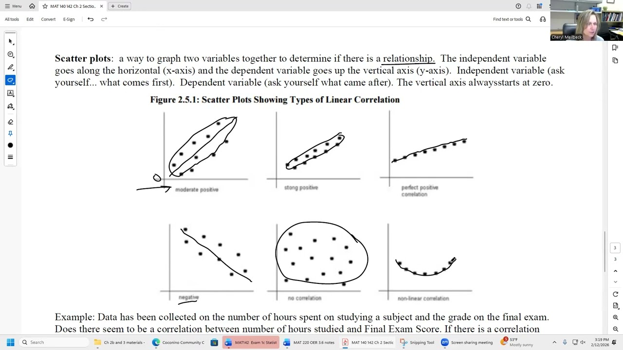 MAT 142 Guided Notes Section 2.5 on Correlation and Scatterplots
