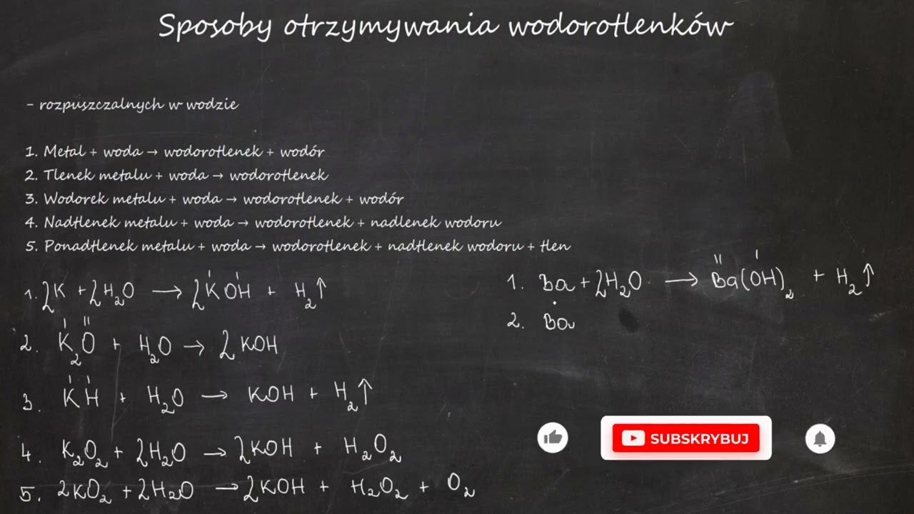 Otrzymywanie wodorotlenków — 3 sposoby + 2 dodatkowe — reakcje, przykłady i zapis [Szkoła średnia]