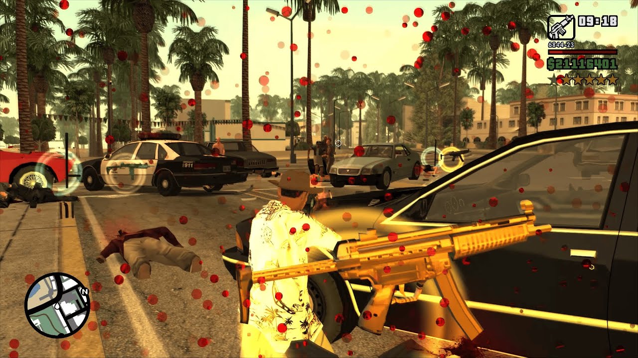 GTA San Andreas - Conference Center Massacre and Shootout using  + Six Star Escape