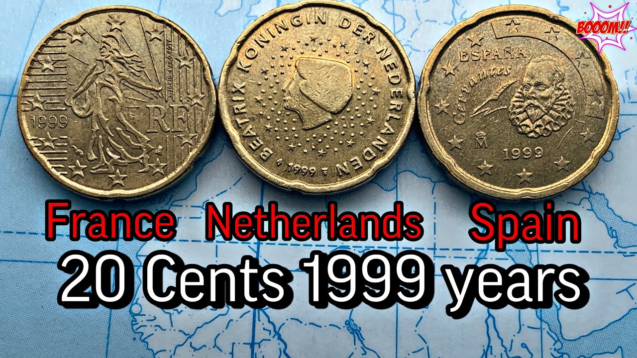 20 Euro Cents 1999 - RARE France 454.291.200 Netherlands 86.500.000 Spain 762.251.000