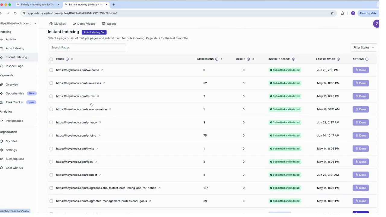 Indexly Auto/Instant Indexing in Google Bing and Yandex